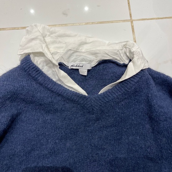 White collared shirt with sweater - Picture 2 of 3